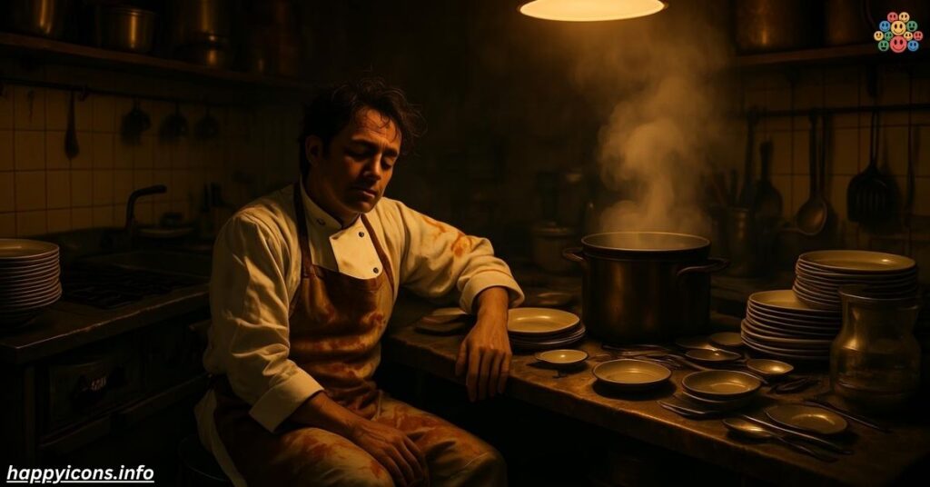Tired as a chef after a dinner rush