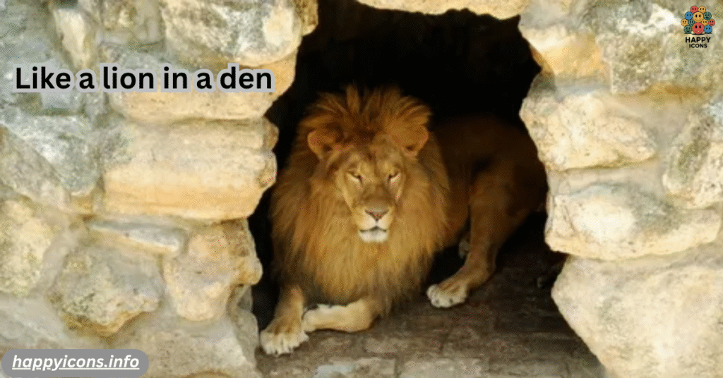 Like a lion in a den